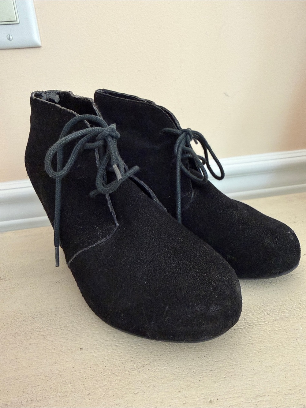 Dolce Vita Black Suede Lace-Up Ankle Booties